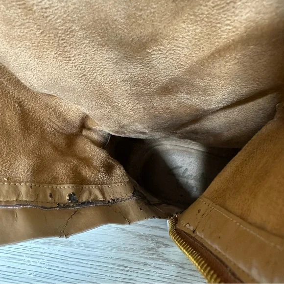 Clarks Charlie Cognac Leather Tall Riding Boots Womens Size 9.5 M Equestrian Zip - Picture 11 of 15